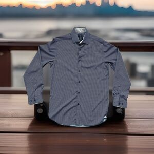Con.struct Shirt Men's Medium 15 32-33 Blue Slim Fit Geometric 4-Way Stretch